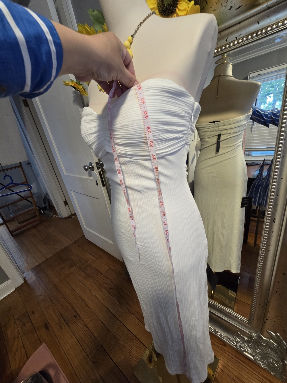 Strapless White Midi Dress